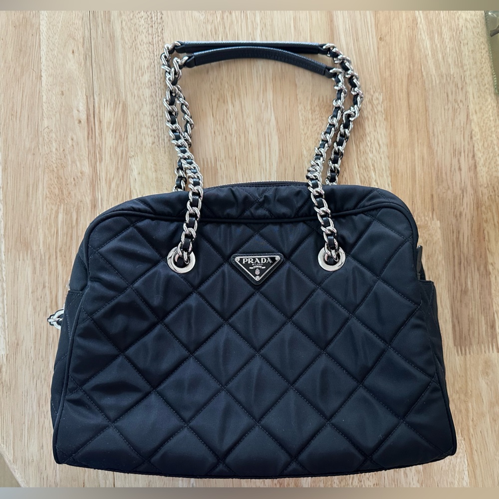 Prada Quilted Black Shoulder Bag with Chain Straps